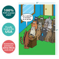 Load image into Gallery viewer, The cover of Tree-Free’s Another Year Licked card with lines demonstrating its 5x7 dimensions, along with the following text: “100% PCW recycled paper, proudly made in the USA, sustainably printed on extra-thick card stock”
