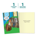 Load image into Gallery viewer, The cover and inside of Tree-Free’s Another Year Licked card, along with the following text: “1 greeting card, 1 matching envelope”
