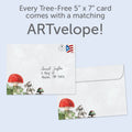 Load image into Gallery viewer, The envelope for Tree-Free’s Magical Wishes card, along with the following text: “Every Tree-Free 5x7 card comes with a matching ARTvelope!”
