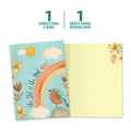 Load image into Gallery viewer, The cover and inside of Tree-Free’s Sky Limit card, along with the following text: “1 greeting card, 1 matching envelope”
