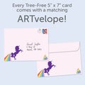 Load image into Gallery viewer, The envelope for Tree-Free’s Awesome Rainbows card, along with the following text: “Every Tree-Free 5x7 card comes with a matching ARTvelope!”
