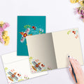 Load image into Gallery viewer, The inside of Tree-Free’s Know the Way card, with the cover and envelope in the background.
