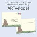 Load image into Gallery viewer, The envelope for Tree-Free’s Peaceful Bear card, along with the following text: “Every Tree-Free 5x7 card comes with a matching ARTvelope!”
