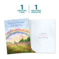 Load image into Gallery viewer, The cover and inside of Tree-Free’s Sweet Dog Rainbow card, along with the following text: “1 greeting card, 1 matching envelope”
