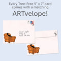 Load image into Gallery viewer, The envelope for Tree-Free’s Letting Loose card, along with the following text: “Every Tree-Free 5x7 card comes with a matching ARTvelope!”
