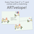 Load image into Gallery viewer, The envelope for Tree-Free’s Bird Togetherness card, along with the following text: “Every Tree-Free 5x7 card comes with a matching ARTvelope!”
