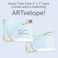 Load image into Gallery viewer, The envelope for Tree-Free’s Polar Bear Wonder card, along with the following text: “Every Tree-Free 5x7 card comes with a matching ARTvelope!”
