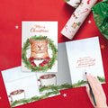Load image into Gallery viewer, The inside of Tree-Free’s Joyous Cat card, with the cover and envelope in the background.
