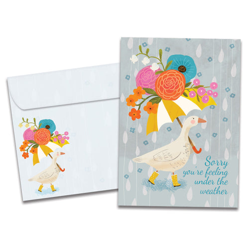 The cover of Tree-Free's Under the Weather card, along with its matching envelope.