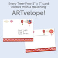 Load image into Gallery viewer, The envelope for Tree-Free’s Magic Pavilion card, along with the following text: “Every Tree-Free 5x7 card comes with a matching ARTvelope!”
