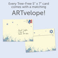 Load image into Gallery viewer, The envelope for Tree-Free’s Blue Floral Star card, along with the following text: “Every Tree-Free 5x7 card comes with a matching ARTvelope!”
