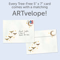 Load image into Gallery viewer, The envelope for Tree-Free’s Starlight Moonbeams card, along with the following text: “Every Tree-Free 5x7 card comes with a matching ARTvelope!”
