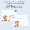 Load image into Gallery viewer, The envelope for Tree-Free’s Brighter Frog card, along with the following text: “Every Tree-Free 5x7 card comes with a matching ARTvelope!”
