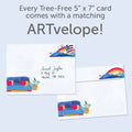 Load image into Gallery viewer, The envelope for Tree-Free’s Couch Mountains card, along with the following text: “Every Tree-Free 5x7 card comes with a matching ARTvelope!”
