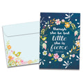 Load image into Gallery viewer, The cover of Tree-Free&#39;s Little and Fierce Daughter card, along with its matching envelope.
