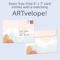 Load image into Gallery viewer, The envelope for Tree-Free’s Welcome Thanksgiving card, along with the following text: “Every Tree-Free 5x7 card comes with a matching ARTvelope!”
