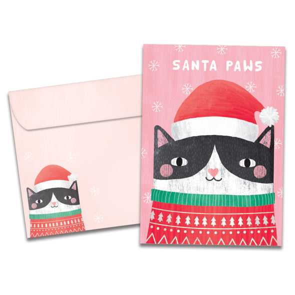 The cover of Tree-Free's Santa Paws card, along with its matching envelope.