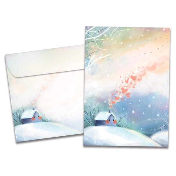 The cover of Tree-Free's Luminous Love card, along with its matching envelope.