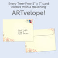 Load image into Gallery viewer, The envelope for Tree-Free’s Very Thankful card, along with the following text: “Every Tree-Free 5x7 card comes with a matching ARTvelope!”
