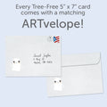 Load image into Gallery viewer, The envelope for Tree-Free’s Haunt It card, along with the following text: “Every Tree-Free 5x7 card comes with a matching ARTvelope!”
