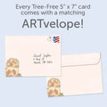 Load image into Gallery viewer, The envelope for Tree-Free’s Overflowing Gratitude card, along with the following text: “Every Tree-Free 5x7 card comes with a matching ARTvelope!”

