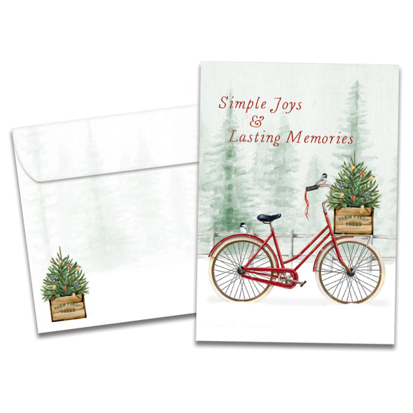The cover of Tree-Free's Simple Joys card, along with its matching envelope.