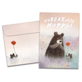 Load image into Gallery viewer, The cover of Tree-Free&#39;s Unbearably Happy card, along with its matching envelope.
