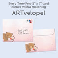Load image into Gallery viewer, The envelope for Tree-Free’s Owl Always card, along with the following text: “Every Tree-Free 5x7 card comes with a matching ARTvelope!”
