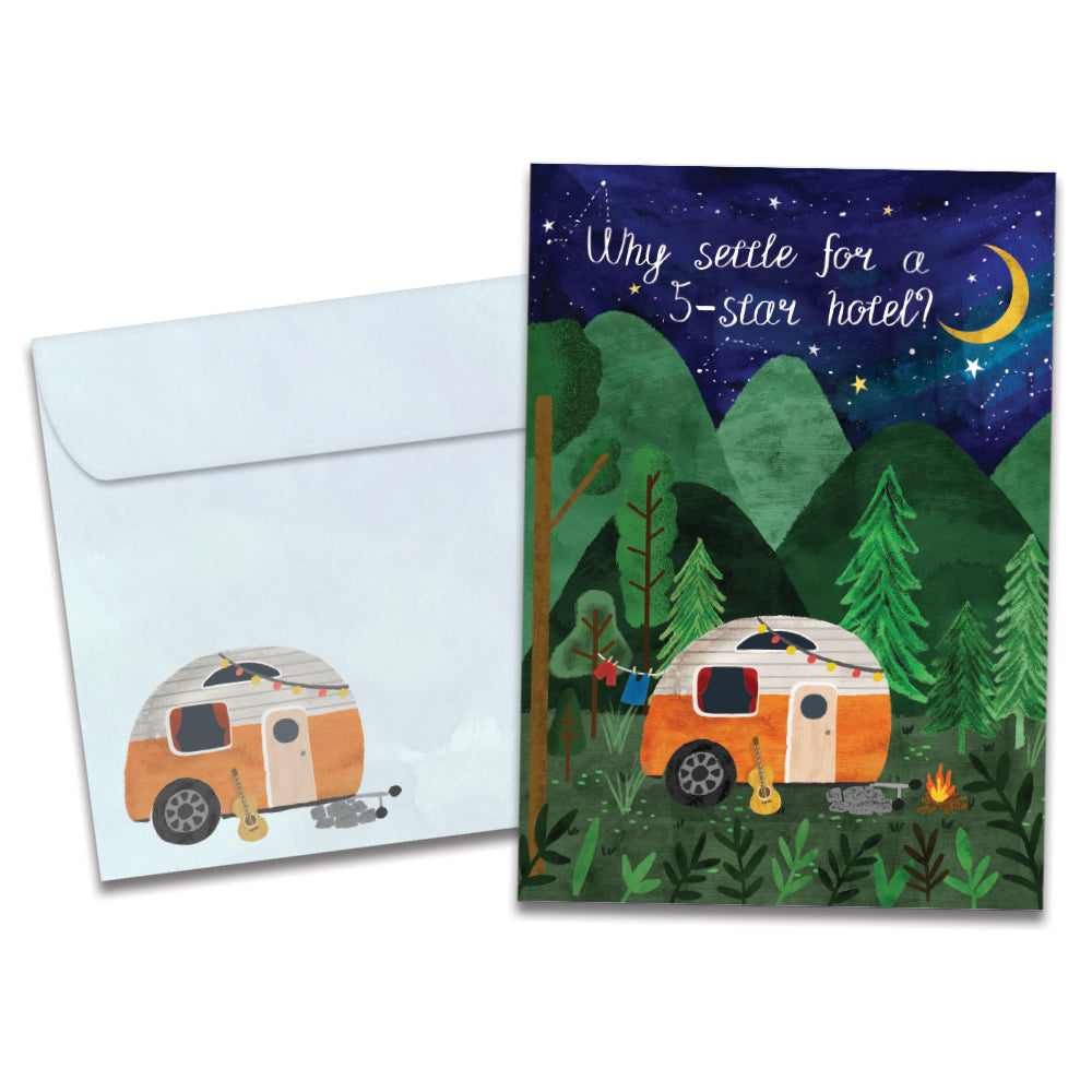 The cover of Tree-Free's All the Stars card, along with its matching envelope.