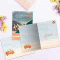 Load image into Gallery viewer, The inside of Tree-Free’s Lifetime of Adventures card, with the cover and envelope in the background.
