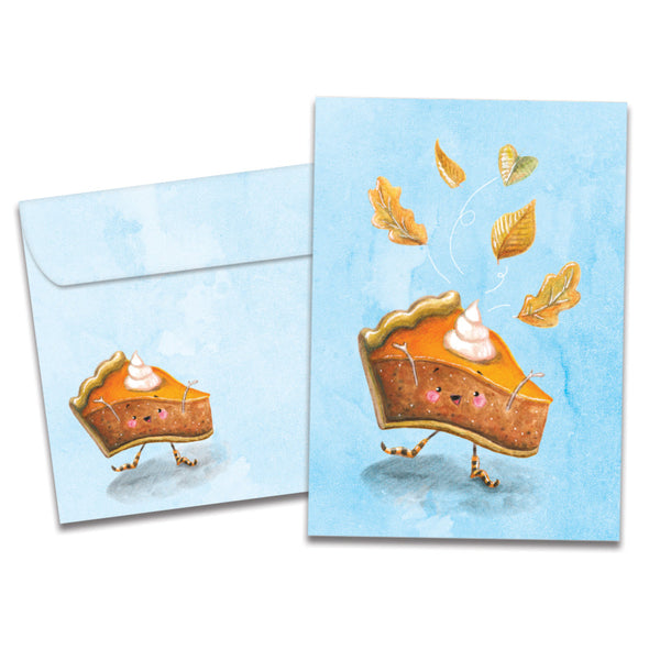 The cover of Tree-Free's Pie There card, along with its matching envelope.