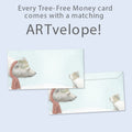 Load image into Gallery viewer, The envelope for Tree-Free’s Peace Love Joy card, along with the following text: “Every Tree-Free 5x7 card comes with a matching ARTvelope!”
