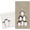 Load image into Gallery viewer, The cover of Tree-Free&#39;s Penguin Pile card, along with its matching envelope.
