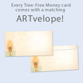 Load image into Gallery viewer, The envelope for Tree-Free’s Hanukkah Tree card, along with the following text: “Every Tree-Free 5x7 card comes with a matching ARTvelope!”
