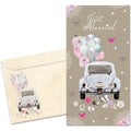 Load image into Gallery viewer, The cover of Tree-Free&#39;s Just Married card, along with its matching envelope.
