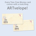 Load image into Gallery viewer, The envelope for Tree-Free’s Just Married card, along with the following text: “Every Tree-Free 5x7 card comes with a matching ARTvelope!”

