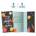 Load image into Gallery viewer, The cover and inside of Tree-Free’s Might Knead Dough card, along with the following text: “1 greeting card, 1 matching envelope”
