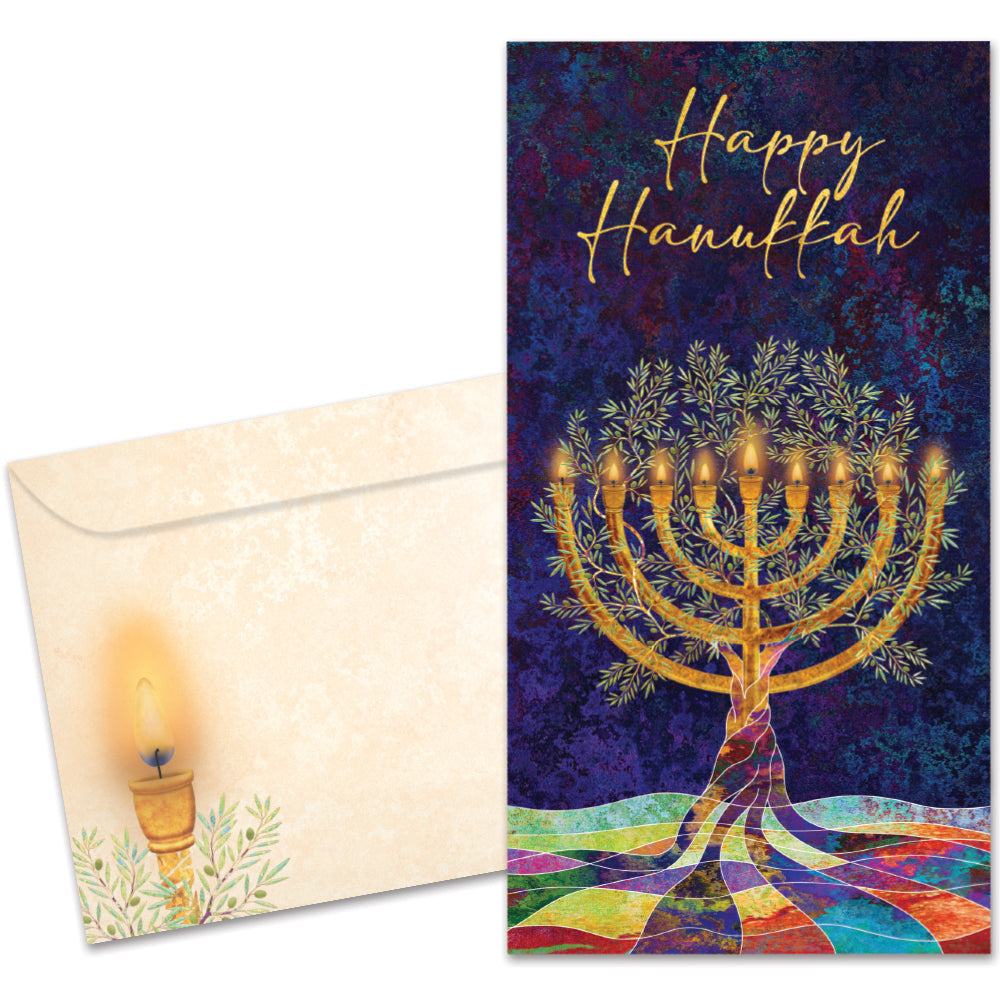 Hanukkah Tree Single Money Holder Card