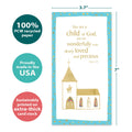 Load image into Gallery viewer, The cover of Tree-Free’s In His Sight card with lines demonstrating its 5x7 dimensions, along with the following text: “100% PCW recycled paper, proudly made in the USA, sustainably printed on extra-thick card stock”
