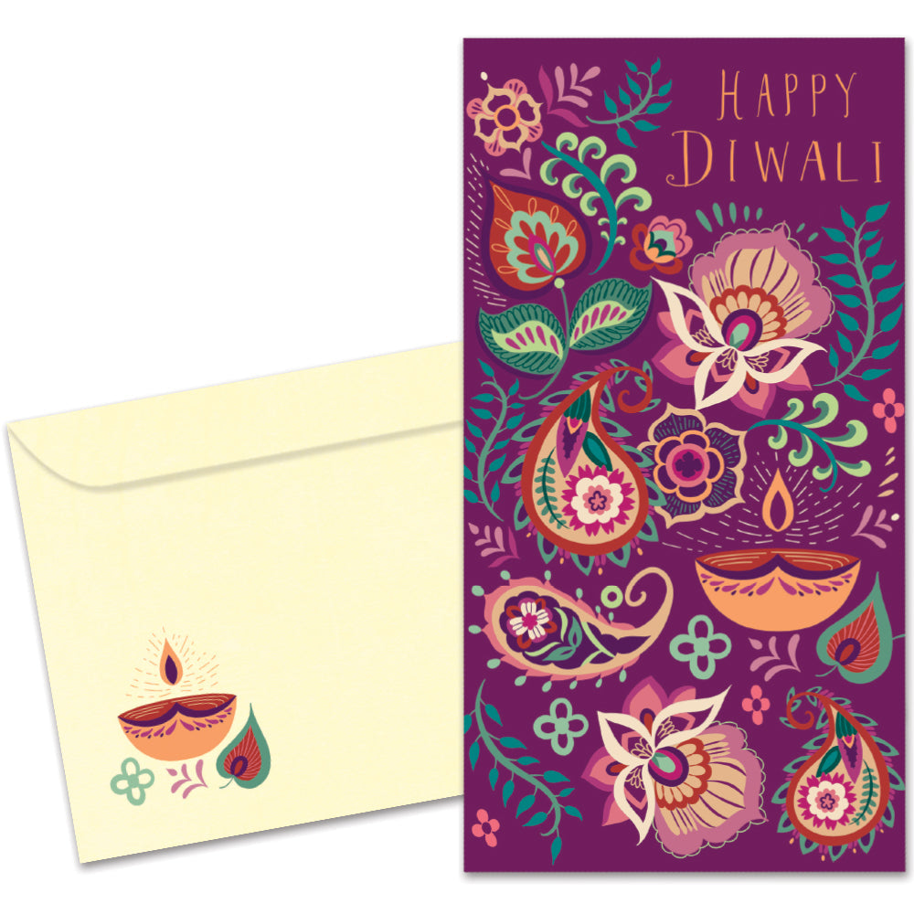 The cover of Tree-Free's Floral Candles card, along with its matching envelope.