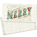 Load image into Gallery viewer, The cover of Tree-Free&#39;s Merry Little Christmas Drawn card, along with its matching envelope.
