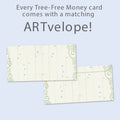 Load image into Gallery viewer, The envelope for Tree-Free’s Merry Little Christmas Drawn card, along with the following text: “Every Tree-Free 5x7 card comes with a matching ARTvelope!”
