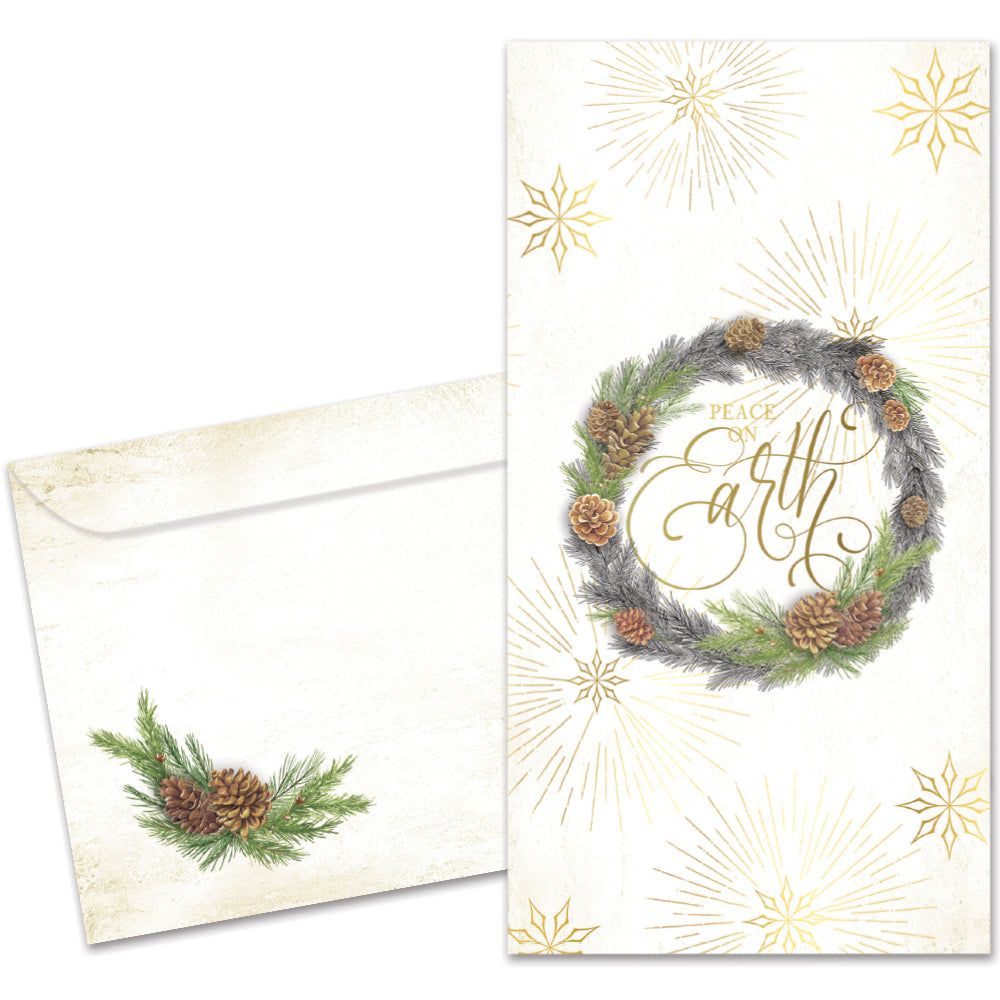 Winter Pine Wreath Money Holder Card 2 Pack