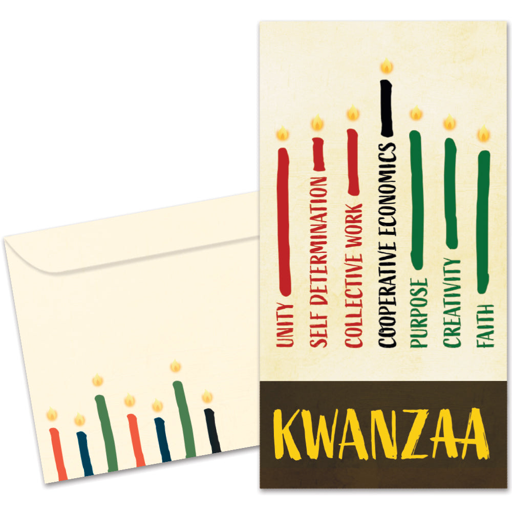 Seven Candles on Tan Money Holder Card 2 Pack