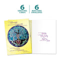 Load image into Gallery viewer, The cover and inside of Tree-Free’s Tree Of Life Blessing card, along with the following text: “6 greeting cards, 6 matching envelopes”

