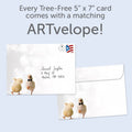 Load image into Gallery viewer, The envelope for Tree-Free’s Chicken Dance Wedding card, along with the following text: “Every Tree-Free 5x7 card comes with a matching ARTvelope!”
