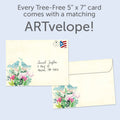 Load image into Gallery viewer, The envelope for Tree-Free’s Full Of Love card, along with the following text: “Every Tree-Free 5x7 card comes with a matching ARTvelope!”
