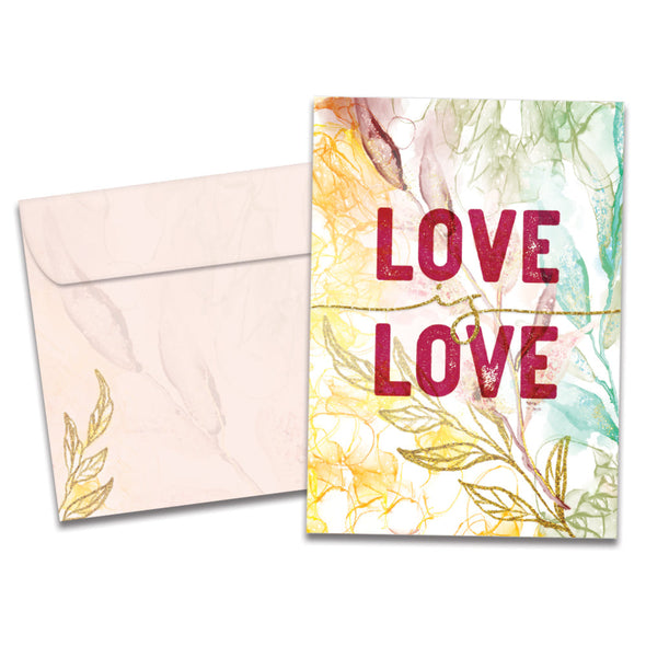 The cover of Tree-Free's Love Is Love card, along with its matching envelope.
