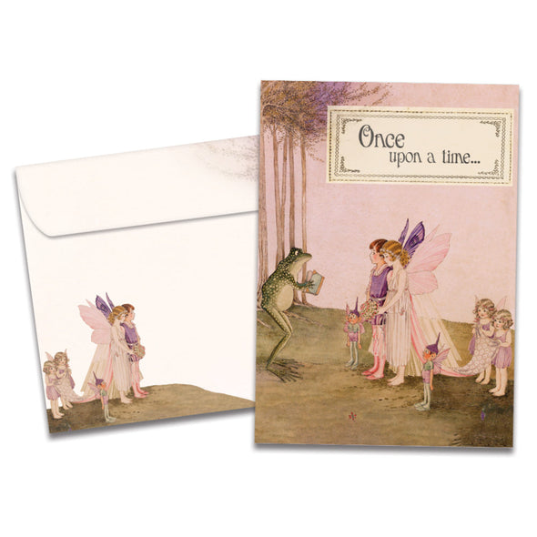 The cover of Tree-Free's Forget the Fairytale card, along with its matching envelope.