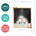 Load image into Gallery viewer, The cover of Tree-Free’s Wonderful Journey card with lines demonstrating its 5x7 dimensions, along with the following text: “100% PCW recycled paper, proudly made in the USA, sustainably printed on extra-thick card stock”
